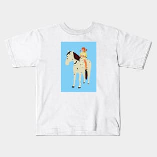 Pippi Longstocking with Mr. Nilsson and her horse Little Old Man Kids T-Shirt